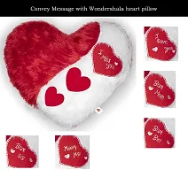 Wondershala Valentine Special Huggable Heart Shape Pillow Soft Stuffed Cushion Toy Love Heart Pillow for Gifting in Red White Size 35 cm (White)-thumb4