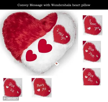 Wondershala Valentine Special Huggable Heart Shape Pillow Soft Stuffed Cushion Toy Love Heart Pillow for Gifting in Red White Size 35 cm (White)-thumb5