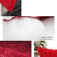 Wondershala Red Square Pillow Fur Cushion for car and Home Decor 30x30cm Pack of 2-thumb3