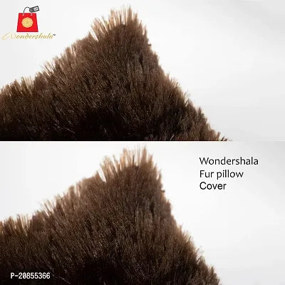 Wondershala Brown Square Pillow Cover Fur Cushion Pillowcase Set of 2 , 20x20 inches / 50.8cm x 50.8cm-thumb4