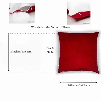 Wondershala Velvet Pillow Set for Sofa Bed Decoration car Sleeping diwan Square Shape Cushion Pillow 16 x 16 inches Red and White-thumb4