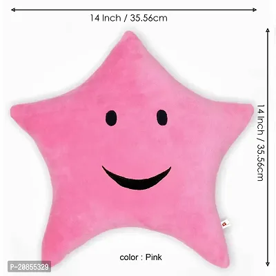 Wondershala Pink Star Shape Soft Pillow Smiley Face Cushion 14 x 14 Inches-thumb2