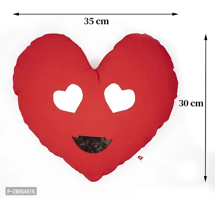 Wondershala Soft Huggable Heart Shape Smiley Cushion Pillow Red 35 cm-thumb4