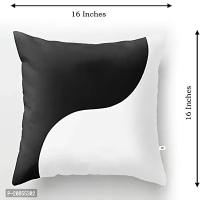 Wondershala Black and White Square Pillow for Sofa Living Room Bedroom , Square Shape Pillow with Zipper 16 x 16 Inches-thumb5