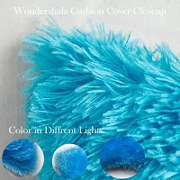 Wondershala Sky Blue Square Shape Cushion Covers Furry Pillow Covers 18 x 18'' Pack of 2-thumb3