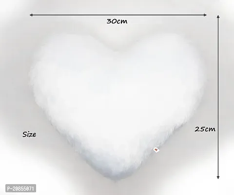 Wondershala White Faux Fur Pillow Cushion Love Heart Pillow-thumb2