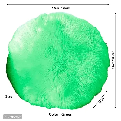 Green Fur Round Cushion Pillow for Chair pad or Sofa Cushion Pillow , Bed Decoration Pillow , car Decoration Pillow , car Decoration Cushion or Home Decoration Pillow-thumb2