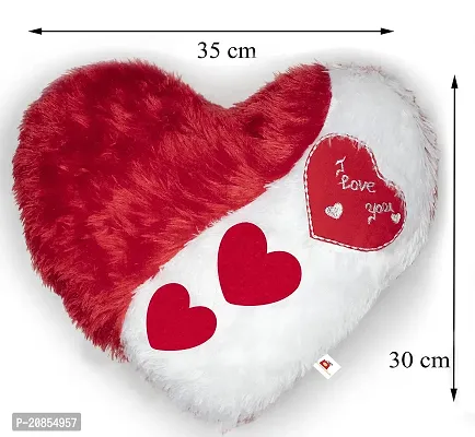 Wondershala Valentine Special Huggable Heart Shape Pillow Soft Stuffed Cushion Toy Love Heart Pillow for Gifting in Red White Size 35 cm (White)-thumb3