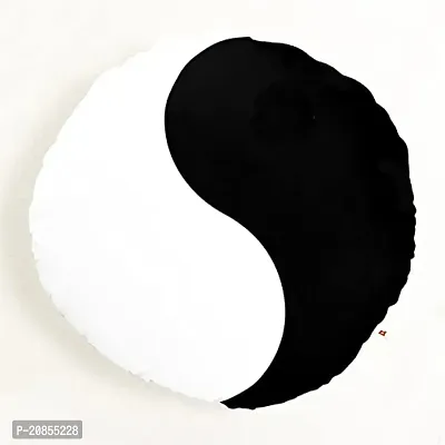 Wondershala Round Pillow Cushion Yin Yang Round Cushion for Sofa , car Decoration , Home Decor 14 x 14 inch Black and White
