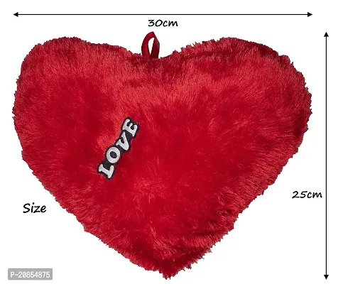 Wondershala Fur Square Pillow Heart Shape Pillow Cushion (Pack of 2) Size 32 cm Red-thumb3