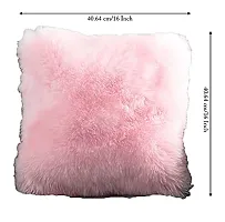 Wondershala Pink Square Fur Cushion Pillow For Sofa, Chair, Decoration, Kids Room, Baby, Car Decoration, Pack of 1-thumb1