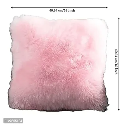 Wondershala Pink Square Fur Cushion Pillow For Sofa, Chair, Decoration, Kids Room, Baby, Car Decoration, Pack of 1-thumb2