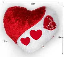 Wondershala Love Heart Shape Pillow Father's Day Special Fur Pillow with Quotes Pack of 1 - Red and White-thumb1