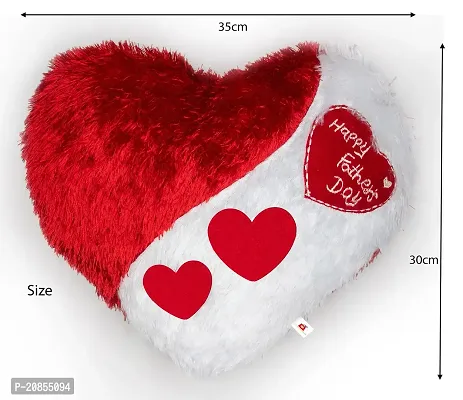 Wondershala Love Heart Shape Pillow Father's Day Special Fur Pillow with Quotes Pack of 1 - Red and White-thumb2