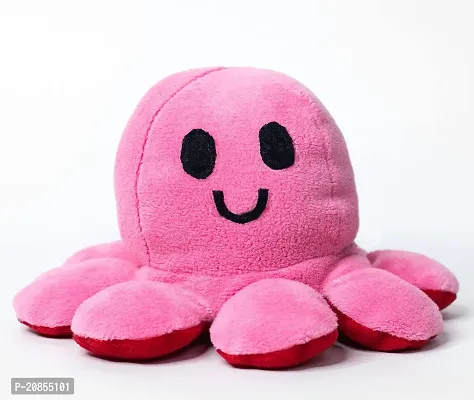 Wondershala Reversible Octopus Soft Toys, Side Changing Flip Octopus, Stuffed Animal Toy Happy Angry Octopus (Pink, Red) Size : 8 inches (20 cm)-thumb0