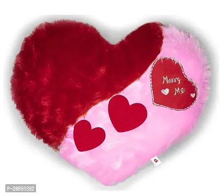 Wondershala Proposal Gift for Girl Boy Fur Heart Pillow Cushion Pack of 1