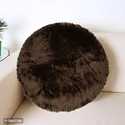 Wondershala Brown Fur Round Cushion Pillow for Chair pad or Sofa Cushion Pillow, Bed Decoration Pillow, car Decoration Pillow, car Decoration Cushion or Home Decoration Pillow