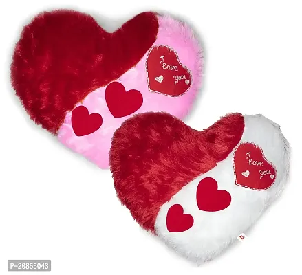 Wondershala Combo of Huggable Heart Shape Cushion Pillow for Couple Girlfriend Boyfriend Love Someone Special Pack of 2 Multicolour 35 cm-thumb0