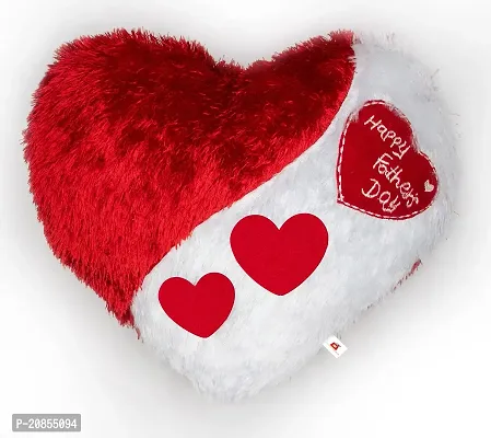 Wondershala Love Heart Shape Pillow Father's Day Special Fur Pillow with Quotes Pack of 1 - Red and White-thumb0