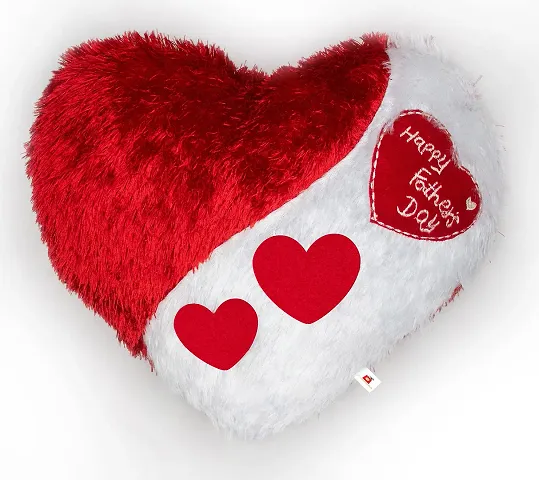 Wondershala Love Heart Shape Pillow Father's Day Special Fur Pillow with Quotes Pack of 1 - Red and White