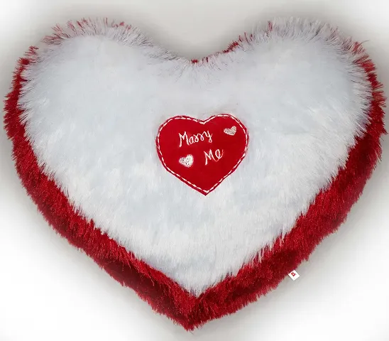 Wondershala Couple Fur Heart Shape Pillow with Marry Me Quote Love Proposal Gift for Girlfriend Boyfriend