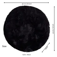 Wondershala Black Fur Round Pillow Faux Fur Cushion for Sofa, Chair pad or Sofa Cushion Fur Pillow, Bed Decoration Pillow, car Decoration Pillow, car Decoration Cushion or Home Decoration Pillow-thumb1