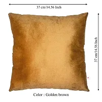 Wondershala Brown Square Plain Pillow Cushion Velvet 37cm-thumb2