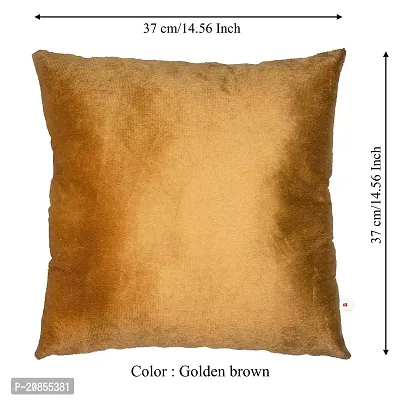 Wondershala Brown Square Plain Pillow Cushion Velvet 37cm-thumb3