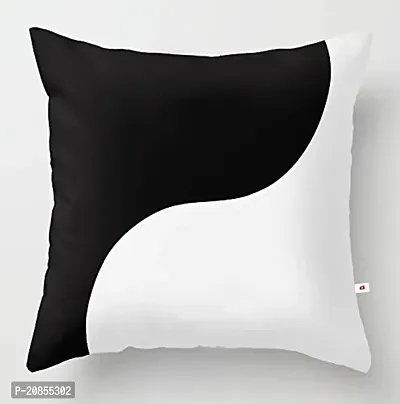 Wondershala Black and White Square Pillow for Sofa Living Room Bedroom , Square Shape Pillow with Zipper 16 x 16 Inches