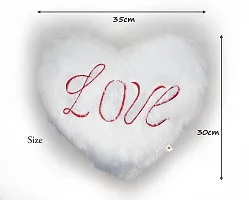 Wondershala Love Cushion Pillow Soft Fur Heart Shape Pillow with Quotes Pack of 1 (White)-thumb2