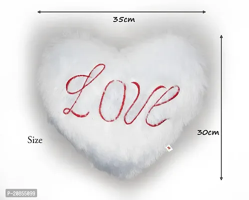 Wondershala Love Cushion Pillow Soft Fur Heart Shape Pillow with Quotes Pack of 1 (White)-thumb3