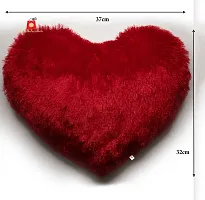 Wondershala Red Fur Heart Pillow Cushion Heart Shape Pillow Love Cushion Pillow for Couples Set-thumb2