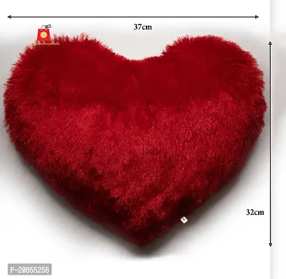 Wondershala Red Fur Heart Pillow Cushion Heart Shape Pillow Love Cushion Pillow for Couples Set-thumb3