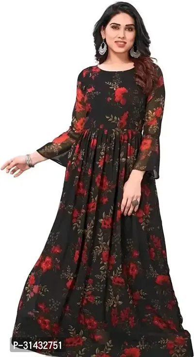 Trendy Women Printed Ankle Length Georgette Gown-thumb0