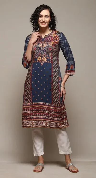 Stylish Crepe Printed Straight Kurtis