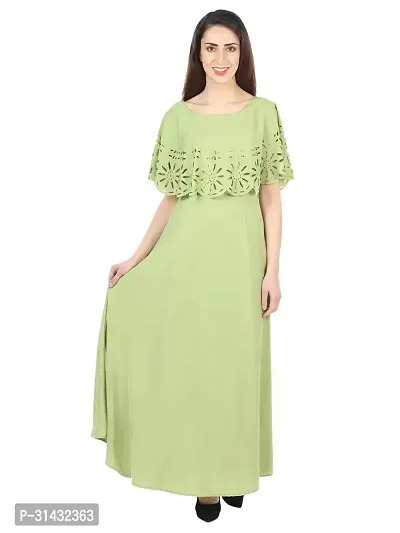 Trendy Green Crepe Solid Sleeveless Ethnic Gown For Women-thumb0