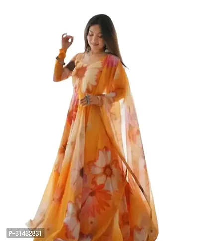 Stylish Women georgette Gown with Dupatta Set-thumb0