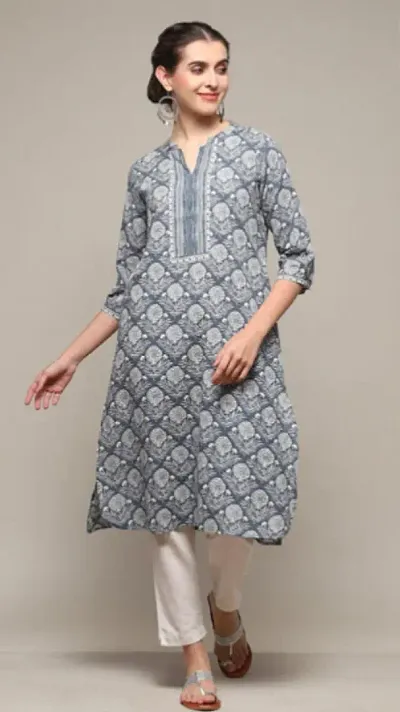 Stylish Crepe Printed Straight Kurtis