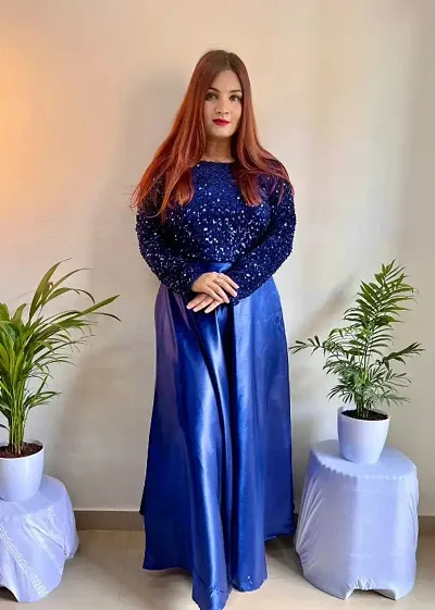 Stylish Fancy Velvet Ethnic Gown For Women