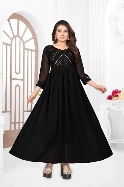 Beautiful Rayon Embroidered Gown For Women