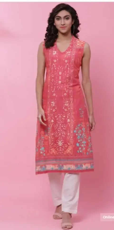 Stylish Crepe Printed Straight Kurtis