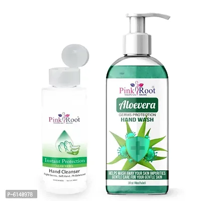 Pink Root Aloe Vera Germ Protection Hand Wash 200ml With Hand Cleanser 200ml-thumb0