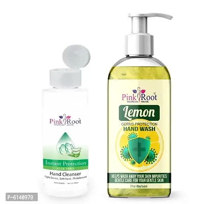 Pink Root Lemon Germ Protection Hand Wash 200ml With Hand Cleanser 200ml-thumb0