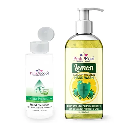 Pink Root Lemon Germ Protection Hand Wash 200ml With Hand Cleanser 200ml