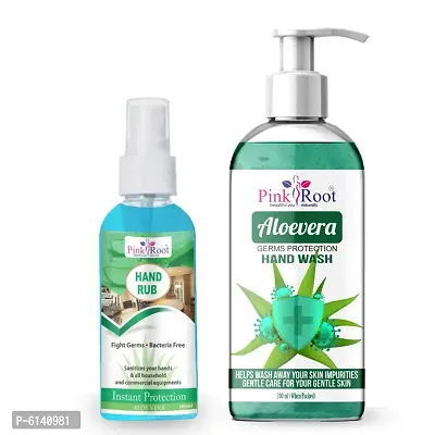 Pink Root Aloe Vera Germ Protection Hand Wash 200ml With Hand Rub 200ml-thumb0