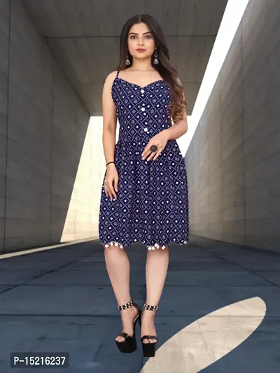 Buy Stylish Navy Blue Crepe Solid Drop waist Dresses For Women