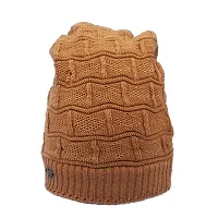 Buttons  Bows Winter Beanie Cap with Hand Gloves Touch Screen for Men  Women, Warm Cap (Brown)-thumb1
