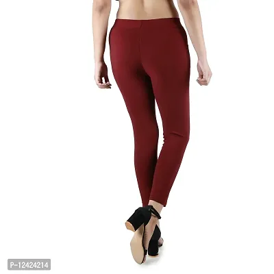 B&B-Buttons & Bows Women's Lycra Blend Fabric Stretchable Wrinkle Free Jegging/Treggings For Gym/Yoga/Casual/Office - Wine-thumb4