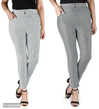 Buy Buttons Bows Women Jegging/Treggings,High Waist Size: 26-34 Inch, Body  fit,Stretchable Formal Pants with Stripes,Ankle Length with  Pockets,Gym/Yoga wear,Casual/Office -02 Pieces Online In India At  Discounted Prices