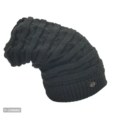 BB-Buttons  Bows Unisex-Adult Beanie Hat (11210128_ACS-WLC-BB-KBN-02-BLK-DGY#2_Black-D.Grey_Free Size)-thumb5